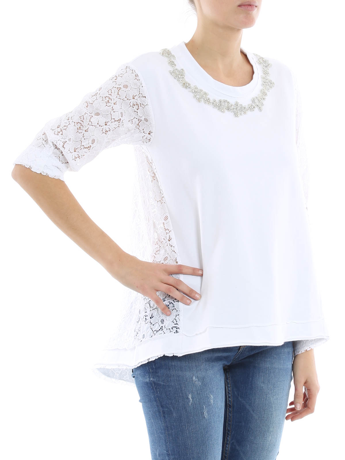 Ermanno Scervino Baumwolle Baumwolle t-shirt in Weiß Damen Bekleidung Oberteile T-Shirts 