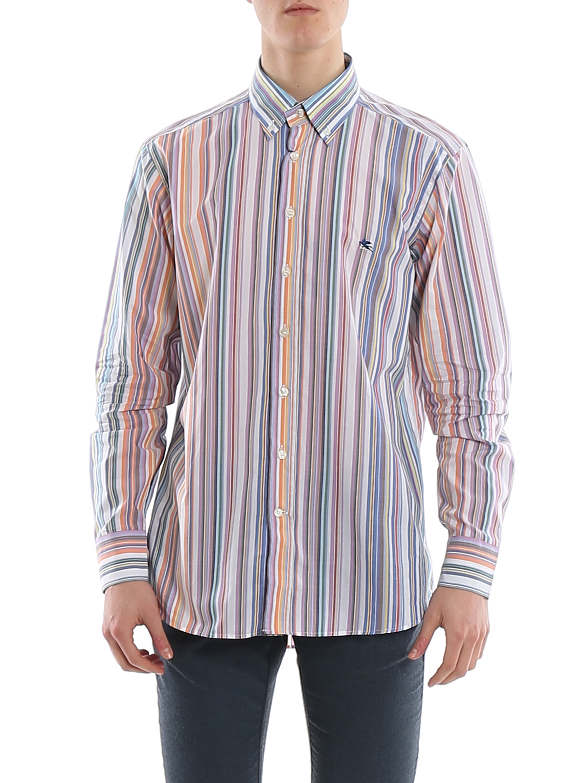 Shirts Etro - Chest logo embroidery striped shirt - 163656138800