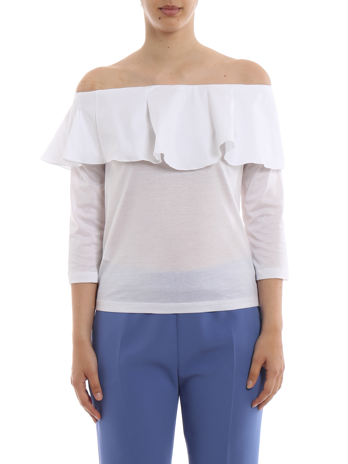 white cotton blouse with ruffles