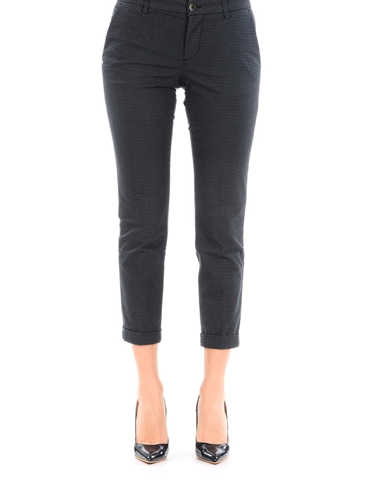 Embroidered polka dot capri pants 