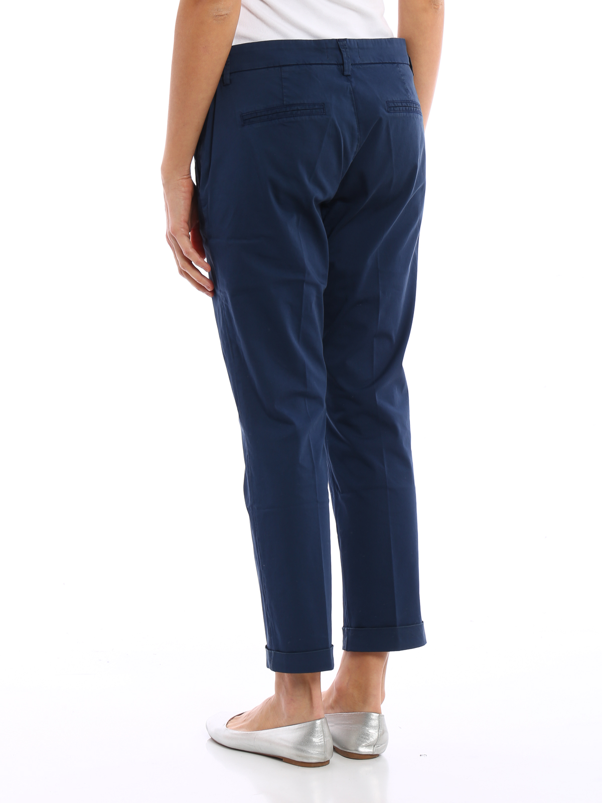 Fay Pantalon Capri Bleu Pour Femme Pantalons Casual Ntw8634530tgupu801