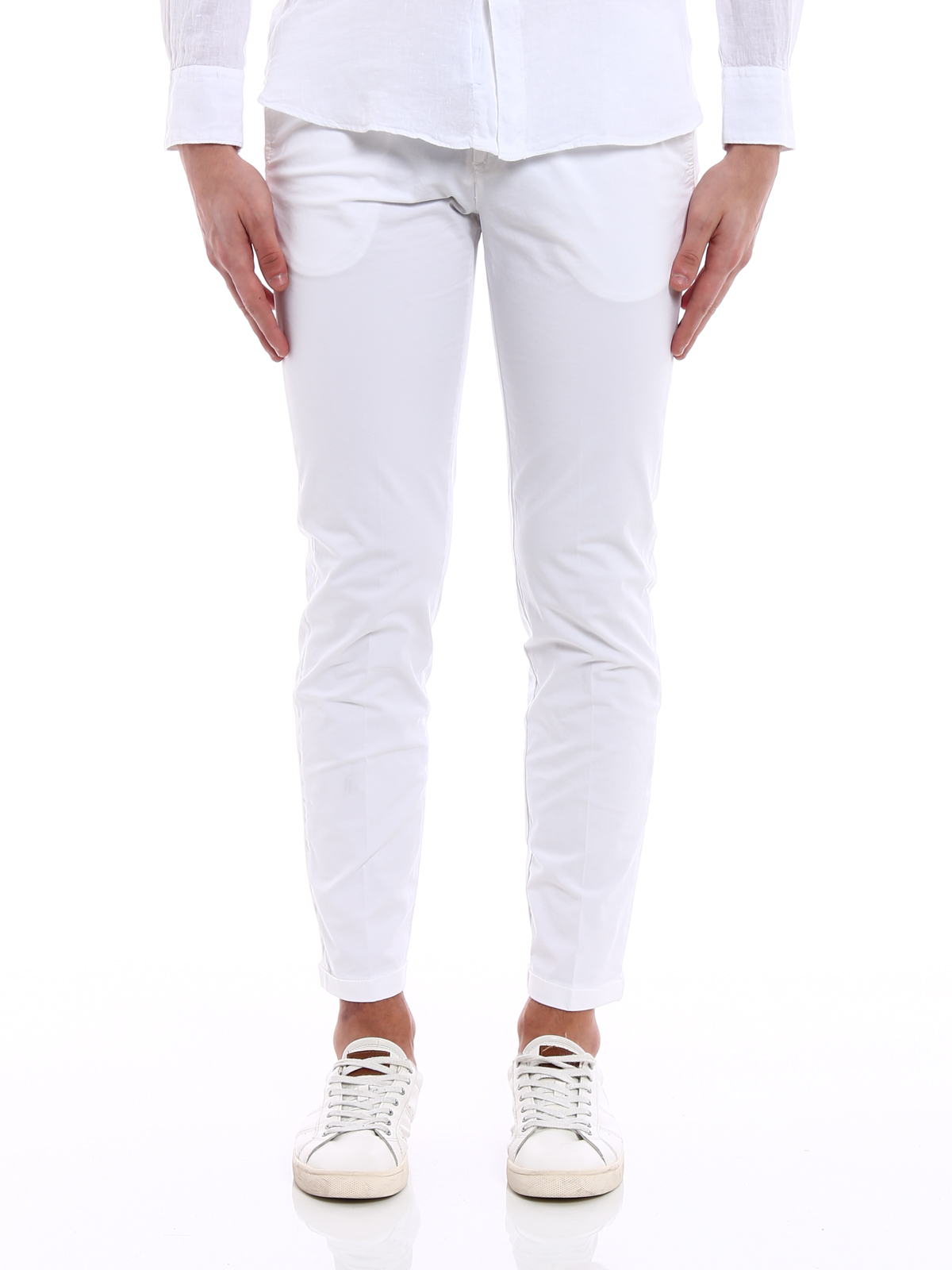 white stretch chinos