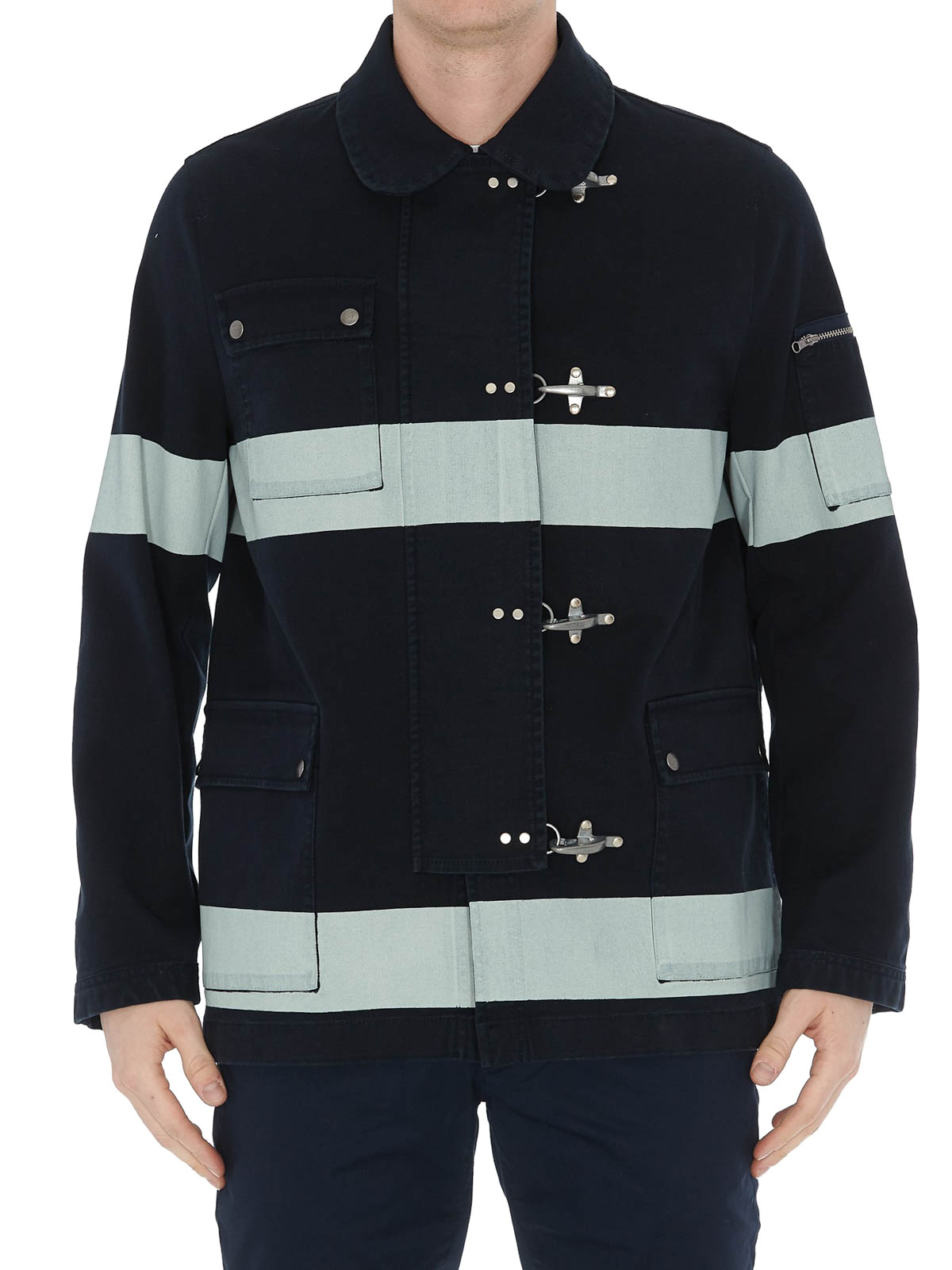 striped denim jacket