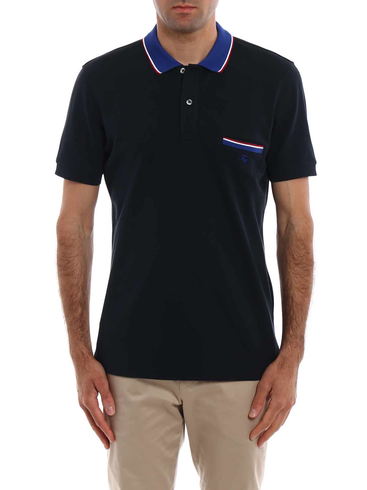 black and blue polo shirt