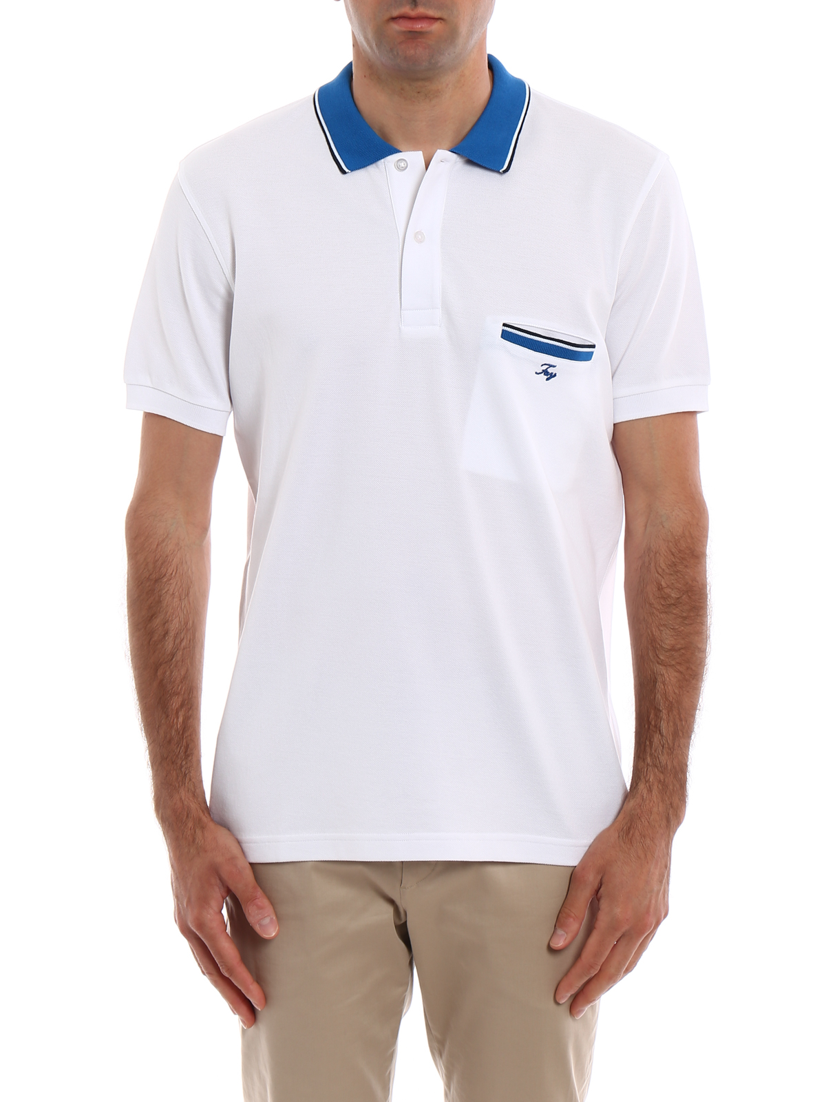 Fay - White polo shirt with pocket - polo shirts - NPMB2361510HPAB001