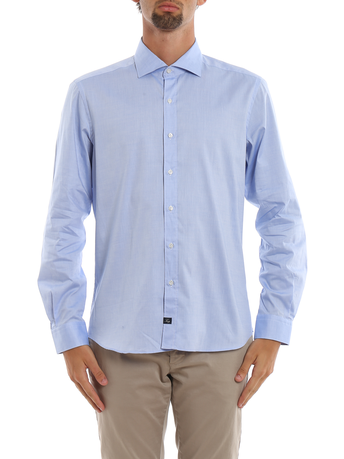 Shirts Fay - Light blue cotton shirt - NCMA1392590MWMU005 | iKRIX.com