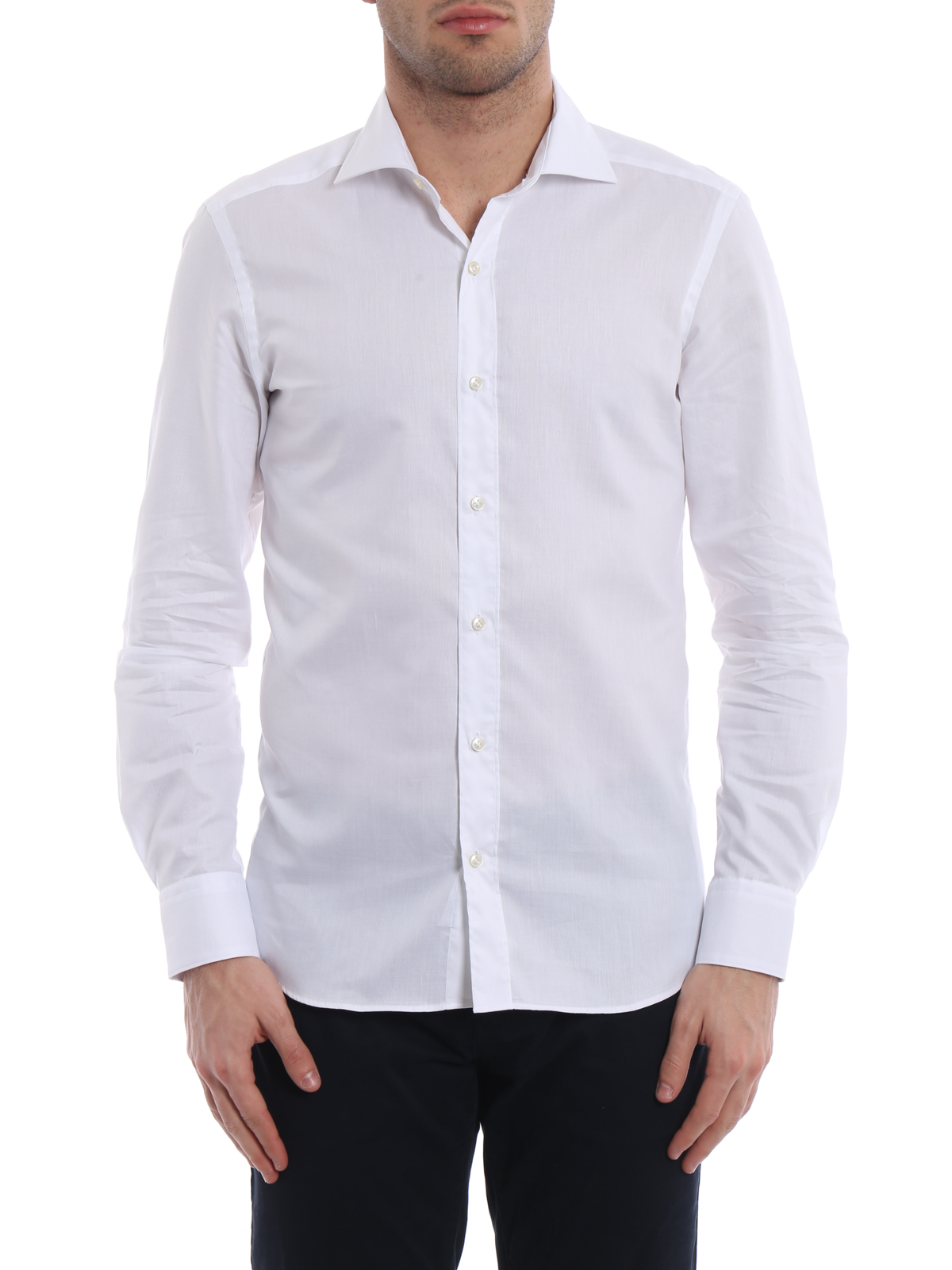 Shirts Fay - White cotton gauze shirt - NCMA1362620JZDB001 | iKRIX.com