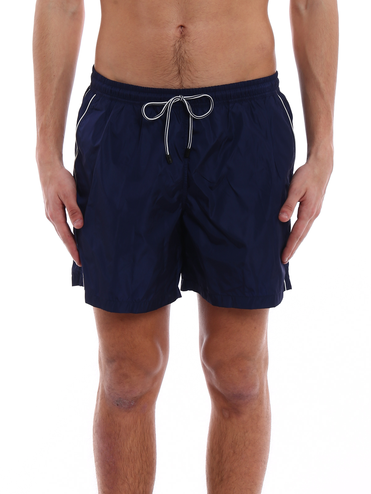 Swim shorts & swimming trunks Fay - White piping blue swim shorts ...