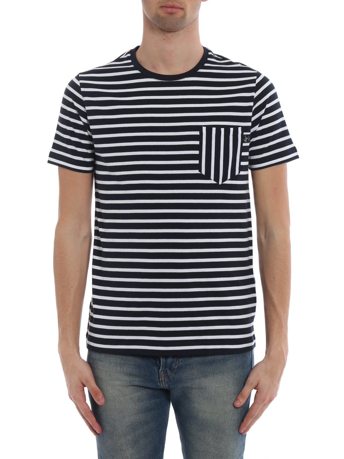 T-shirts Fay - Chest pocket striped T 