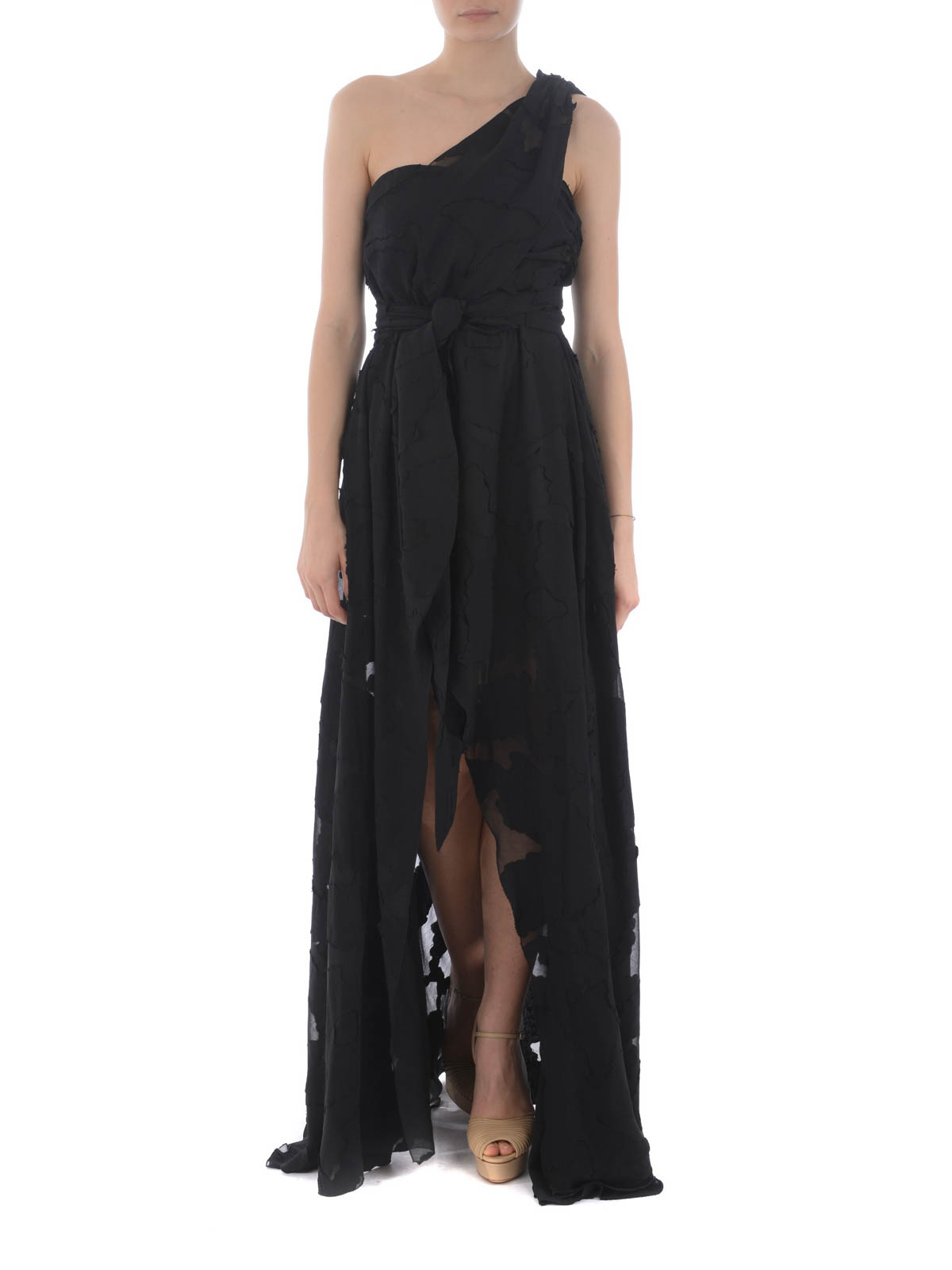 Federica Tosi - Asymmetric black georgette dress - cocktail dresses ...