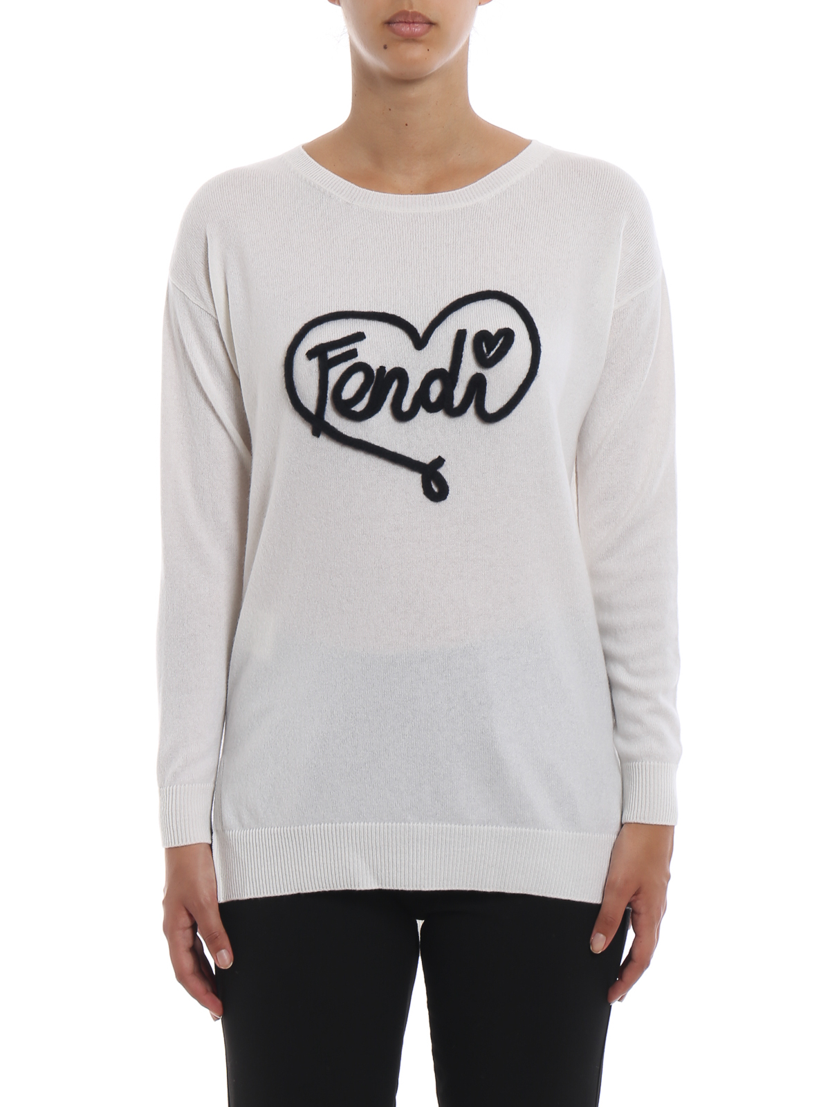Heart Fendi embroidery cashmere sweater 