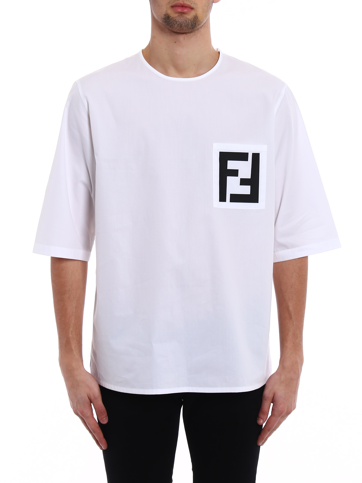 T-shirts Fendi - FF print poplin oversized T-shirt - FS0743A2Q2F0QA0