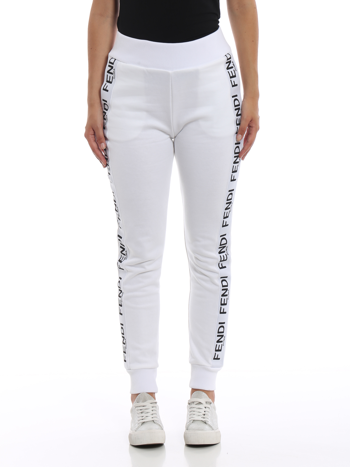 Fendi - Logo bands white jogging pants 