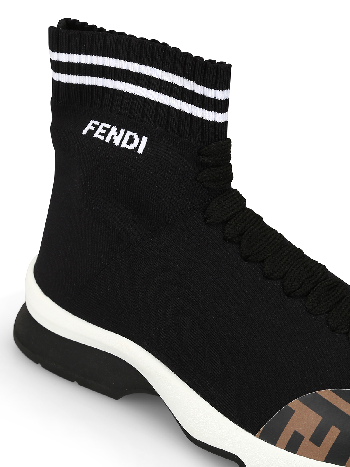 Fendi - Black tech-fabric boot sneakers 