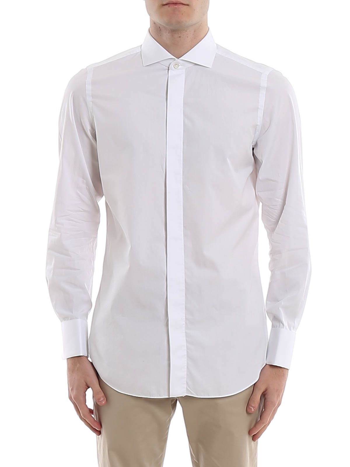 Shirts Finamore 1925 - White Milano cufflink dress shirt - 140001MGEMELLO01