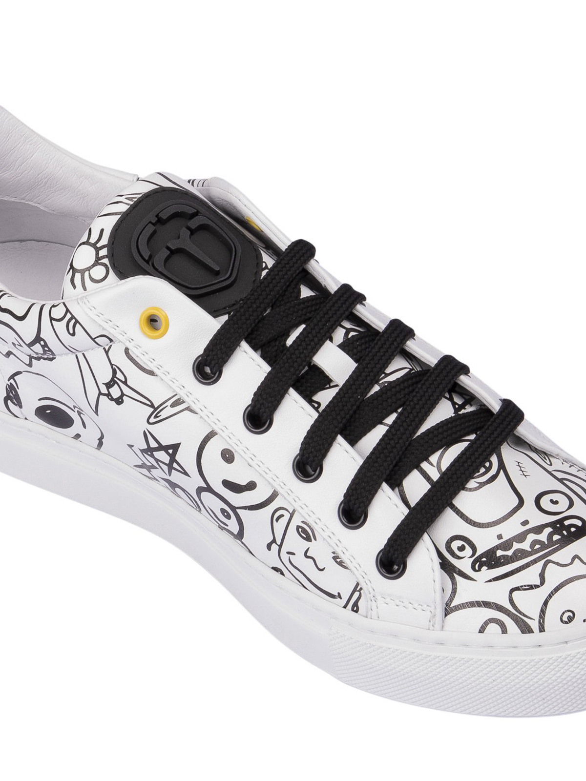 printed white shoes