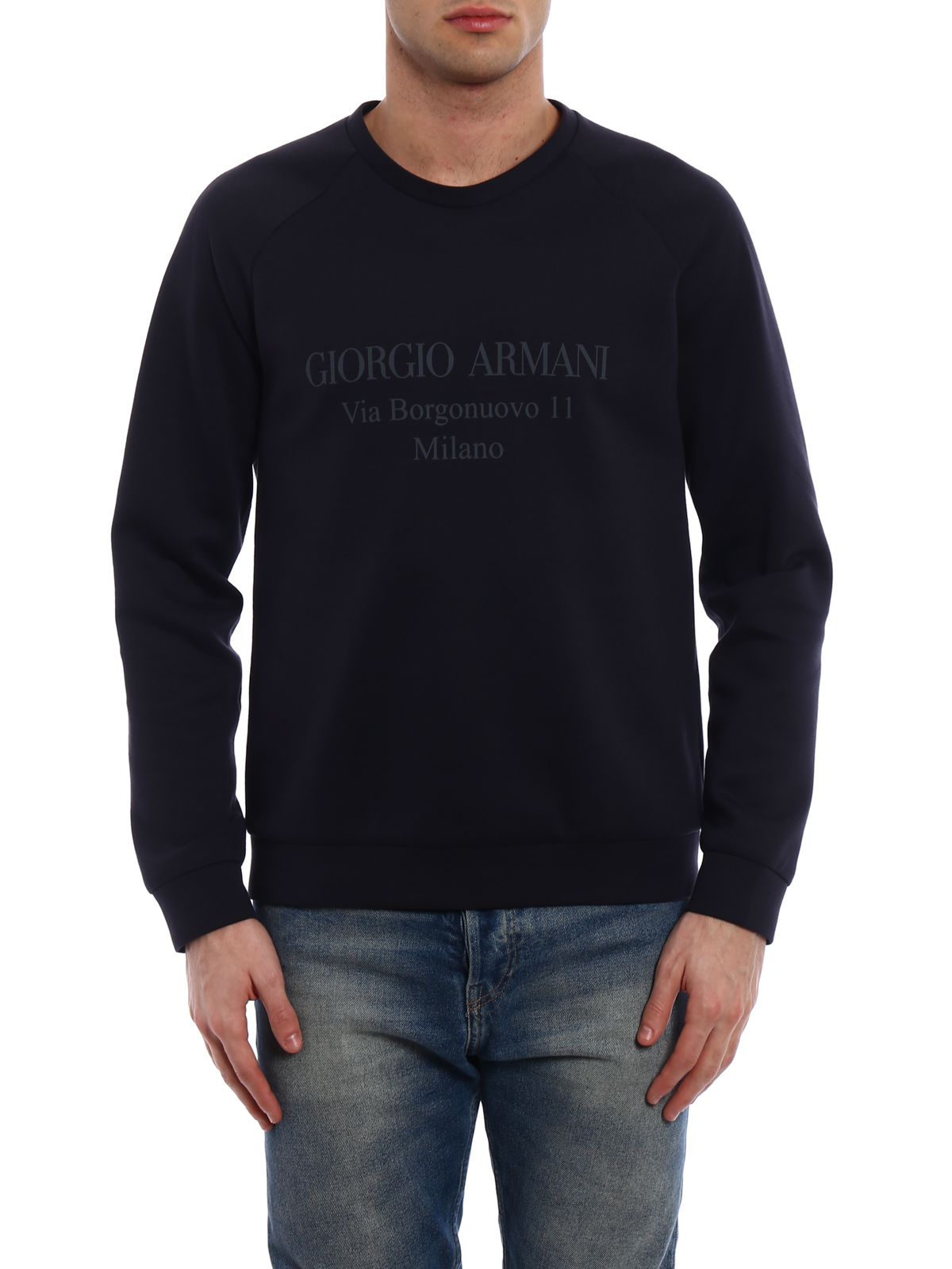 Sweatshirts & Sweaters Giorgio Armani - Logo blue double jersey sweatshirt  - 3ZSM81SJSXZ0920