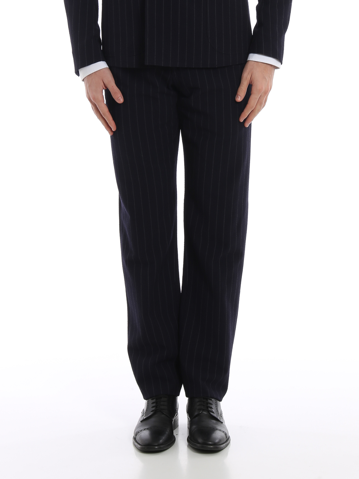 Tailored & Formal trousers Giorgio Armani - Seersucker effect pinstriped  wool trousers - 9SGPP05QT00Q9UBS7