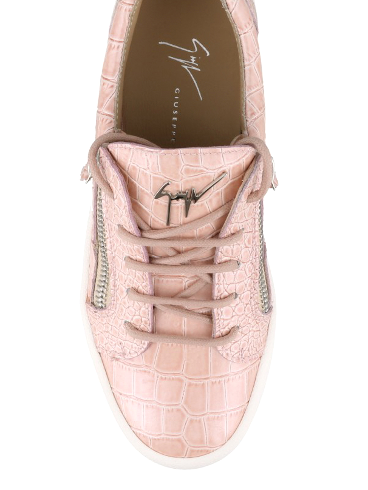 Gail pink croco print leather sneakers 