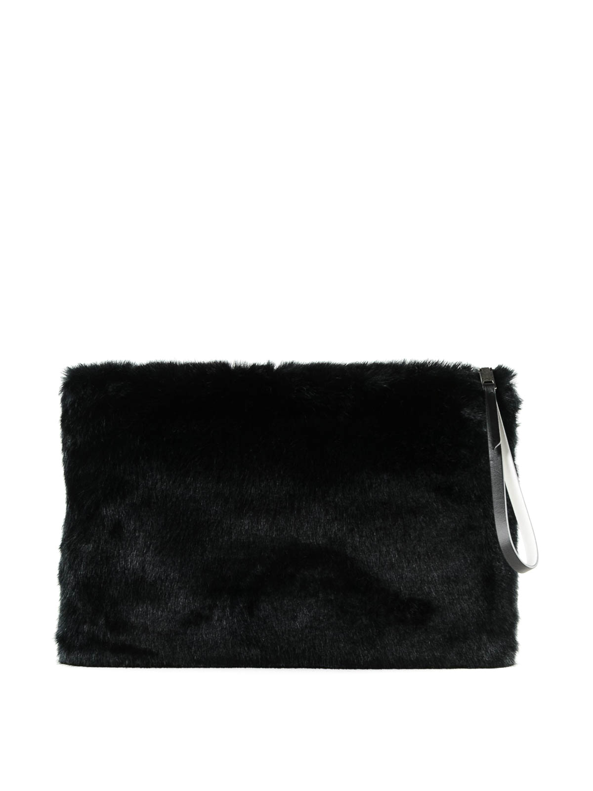 black faux fur clutch bag