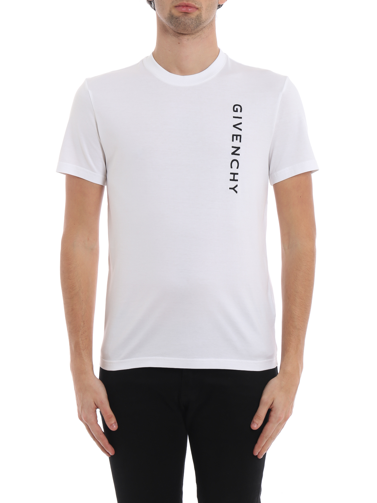 T-shirts Givenchy - Embroidered logo lettering cotton T-shirt ...