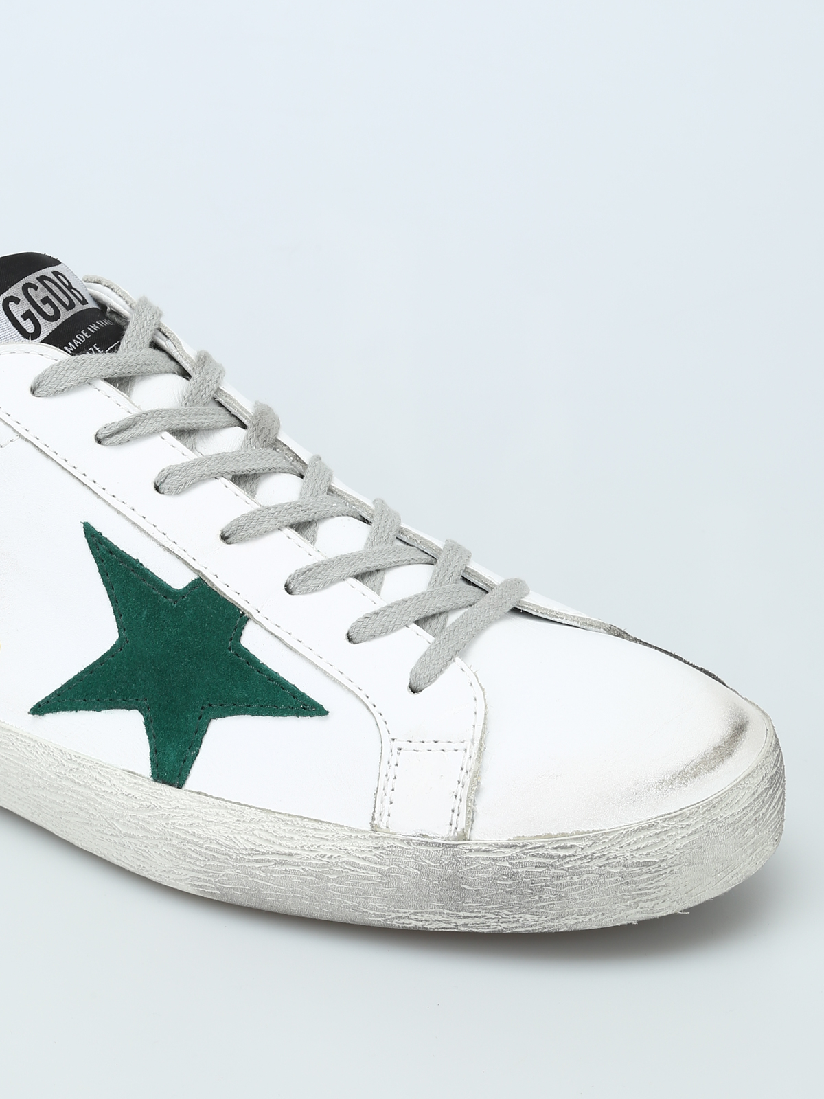 golden goose white & green superstar sneakers