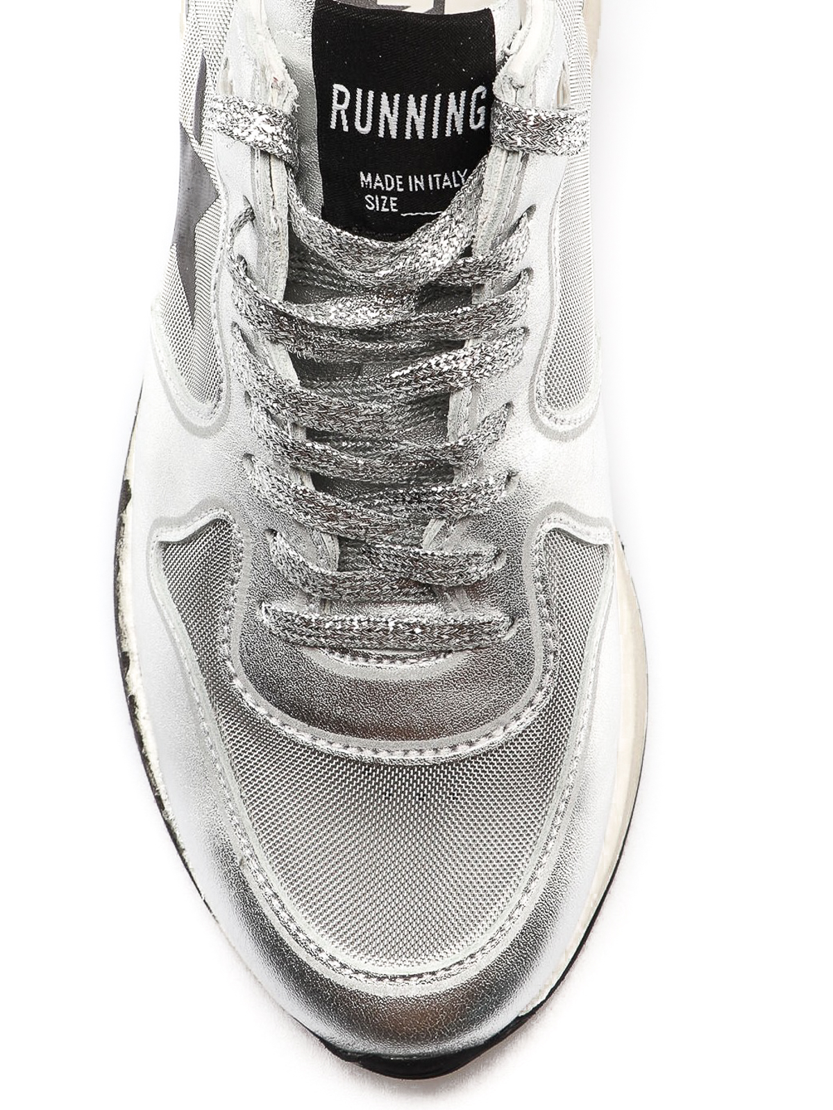 Running silver leather blend sneakers 