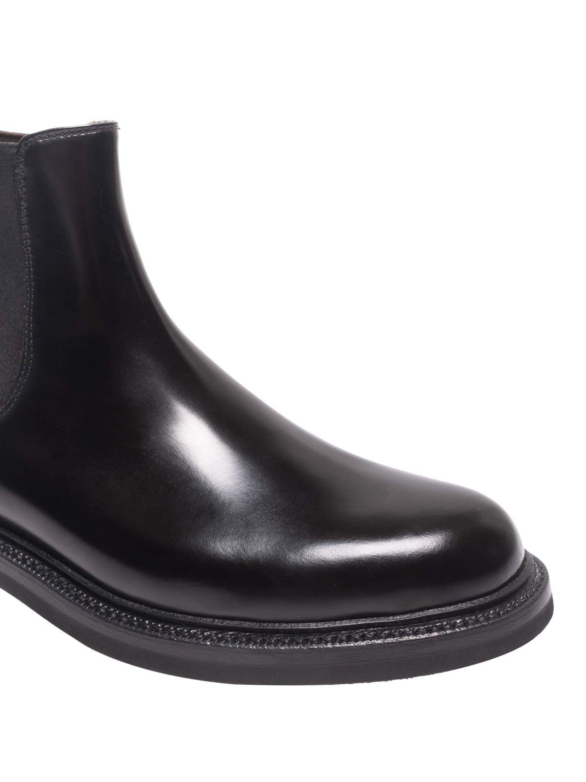 Black polished leather ankle boots 