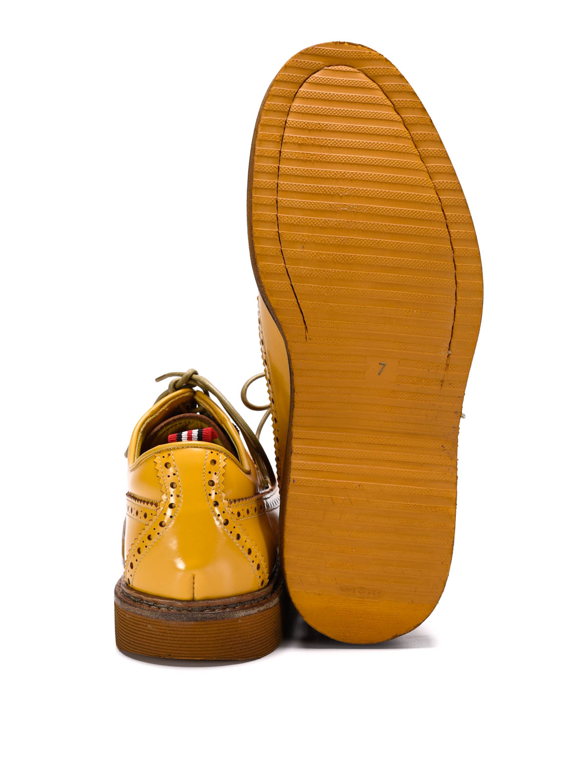 Green Leather brogue shoes laceups shoes 7098GOMMA30MICRO