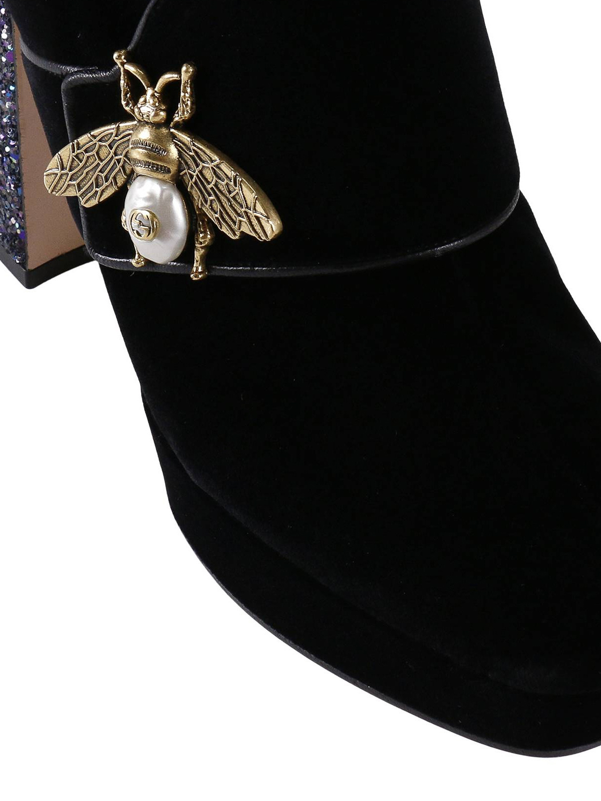 Gucci - Bee detail velvet ankle boots - ankle boots - 475592K4DD01000