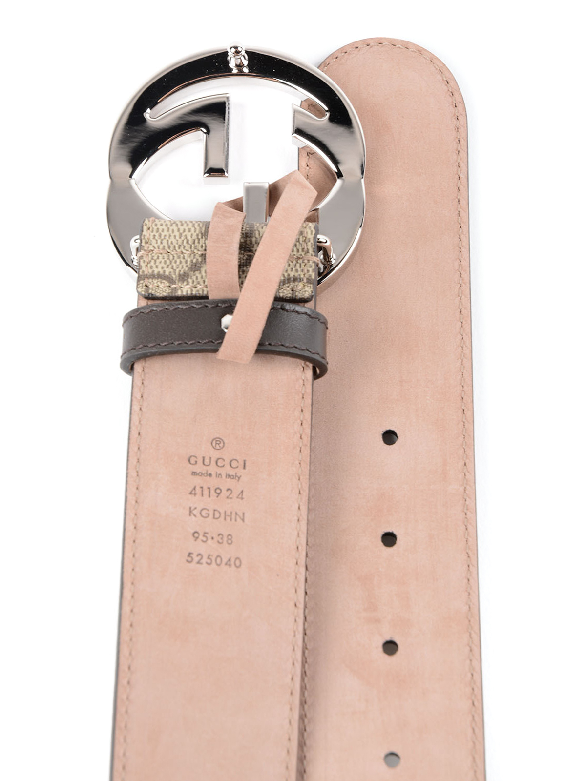 Gucci - GG Supreme and leather belt - belts - 411924KGDHN9643