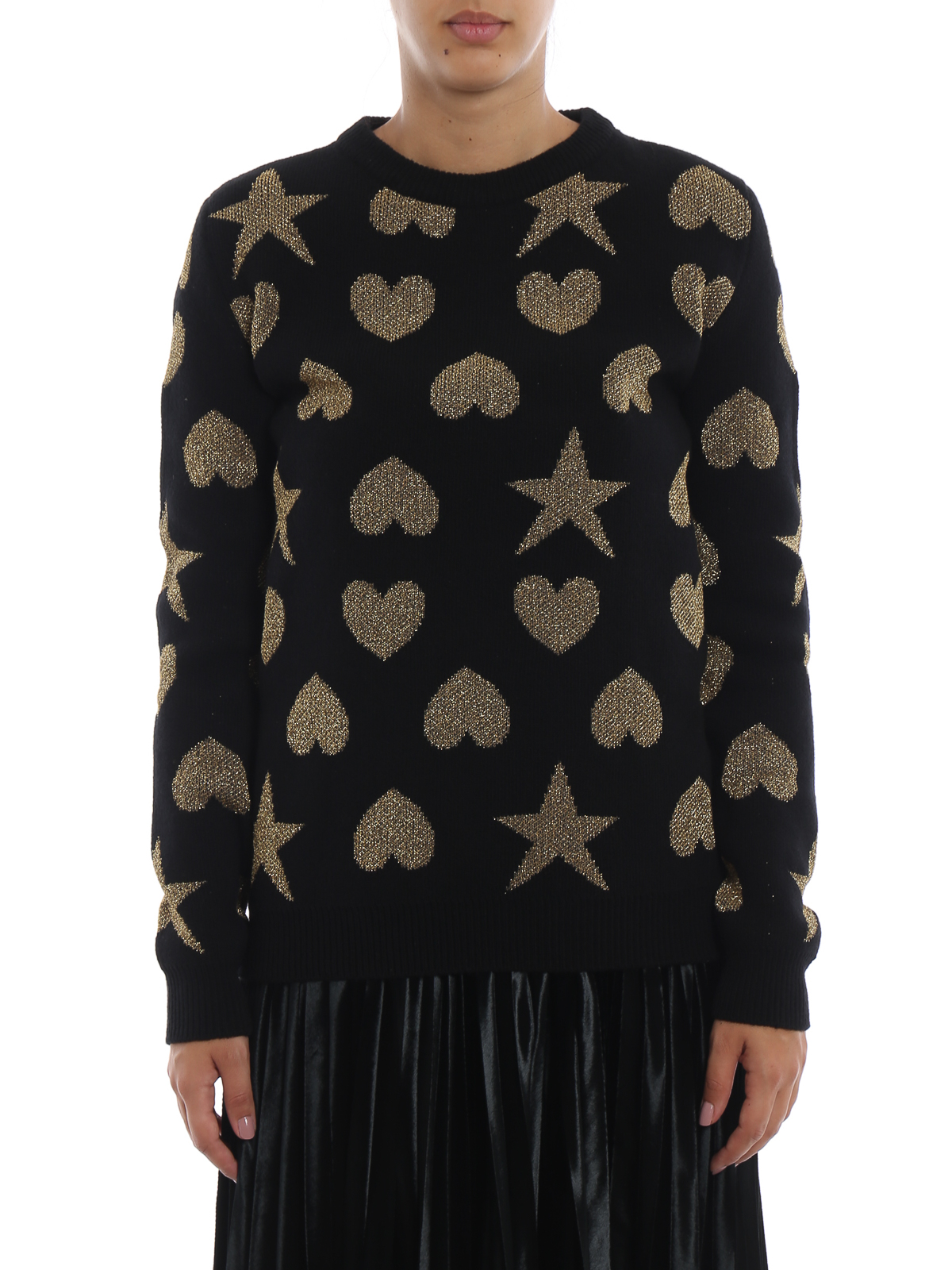 Crew necks Gucci - Star and heart lurex jacquard wool sweater 