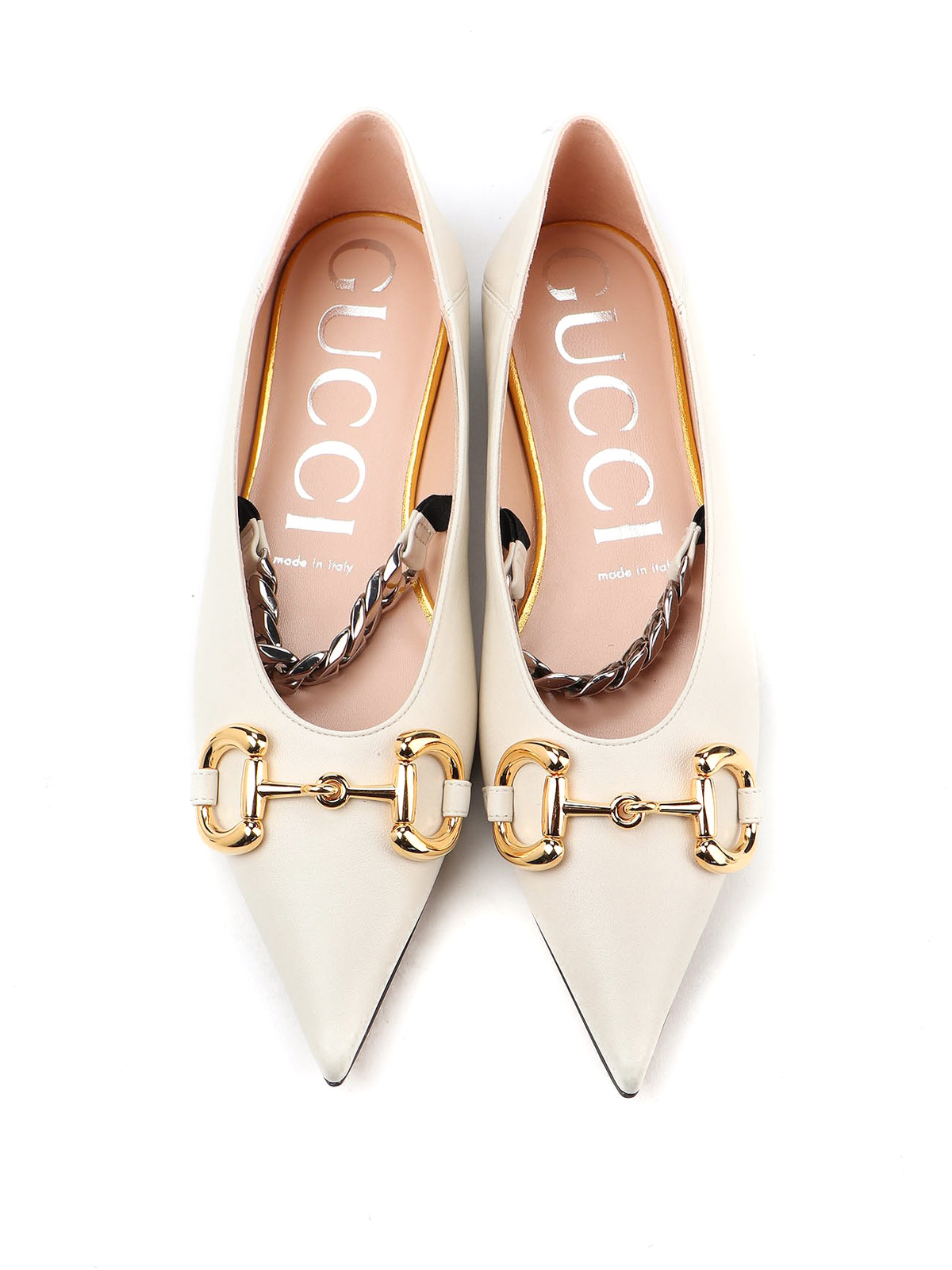 Flat shoes Gucci - Chain detailed leather flats - 6211611RH009050
