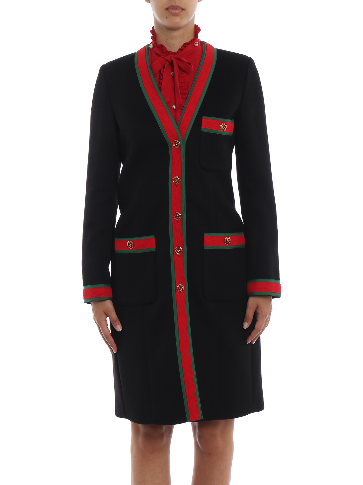 Gucci - Night-gown wool coat with Web 