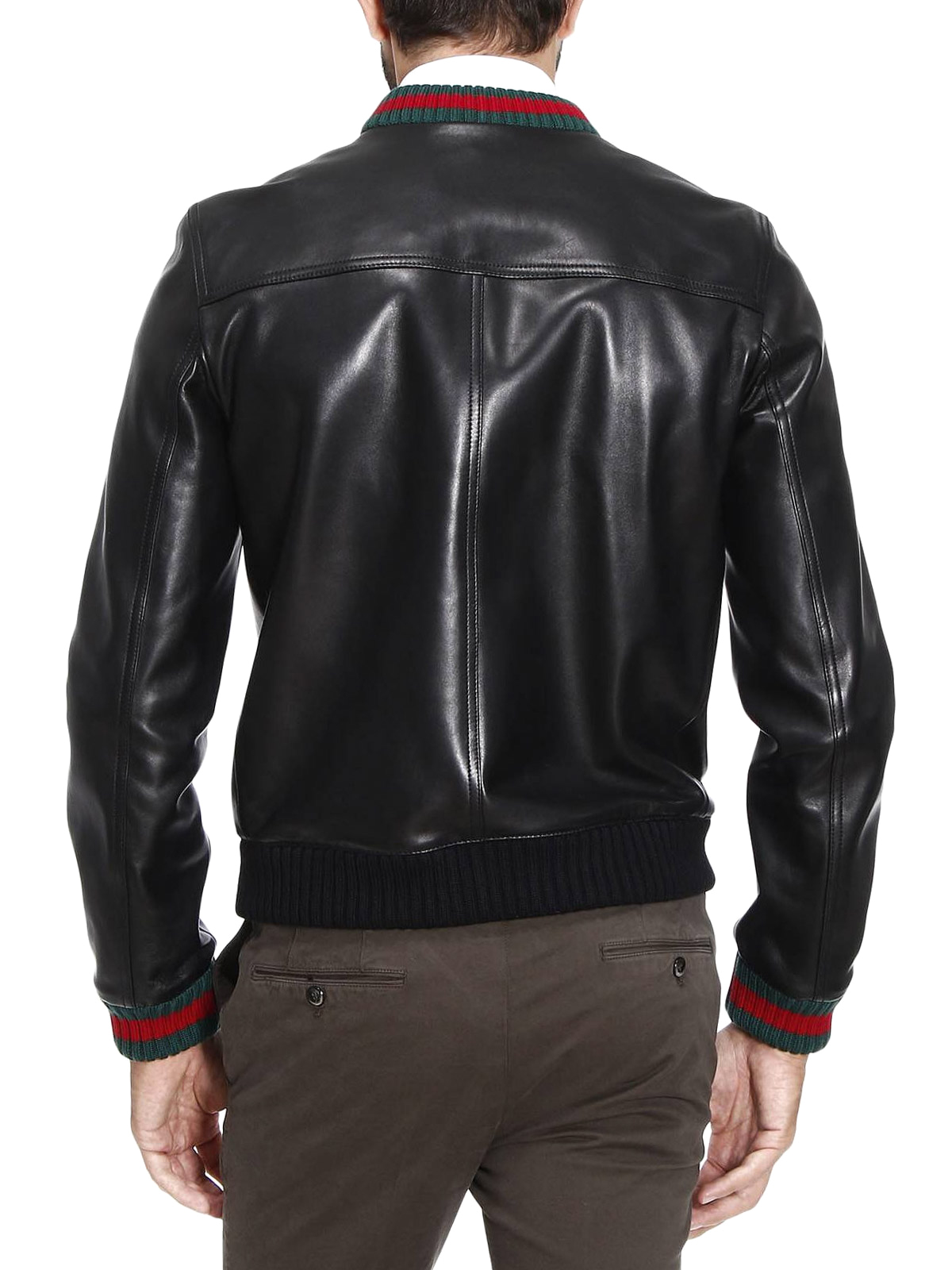 detail leather bomber jacket 