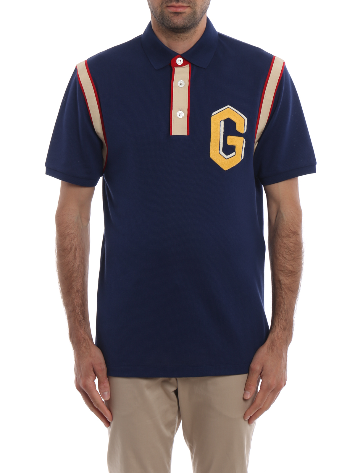 Gucci - G embroidery and grosgrain polo 