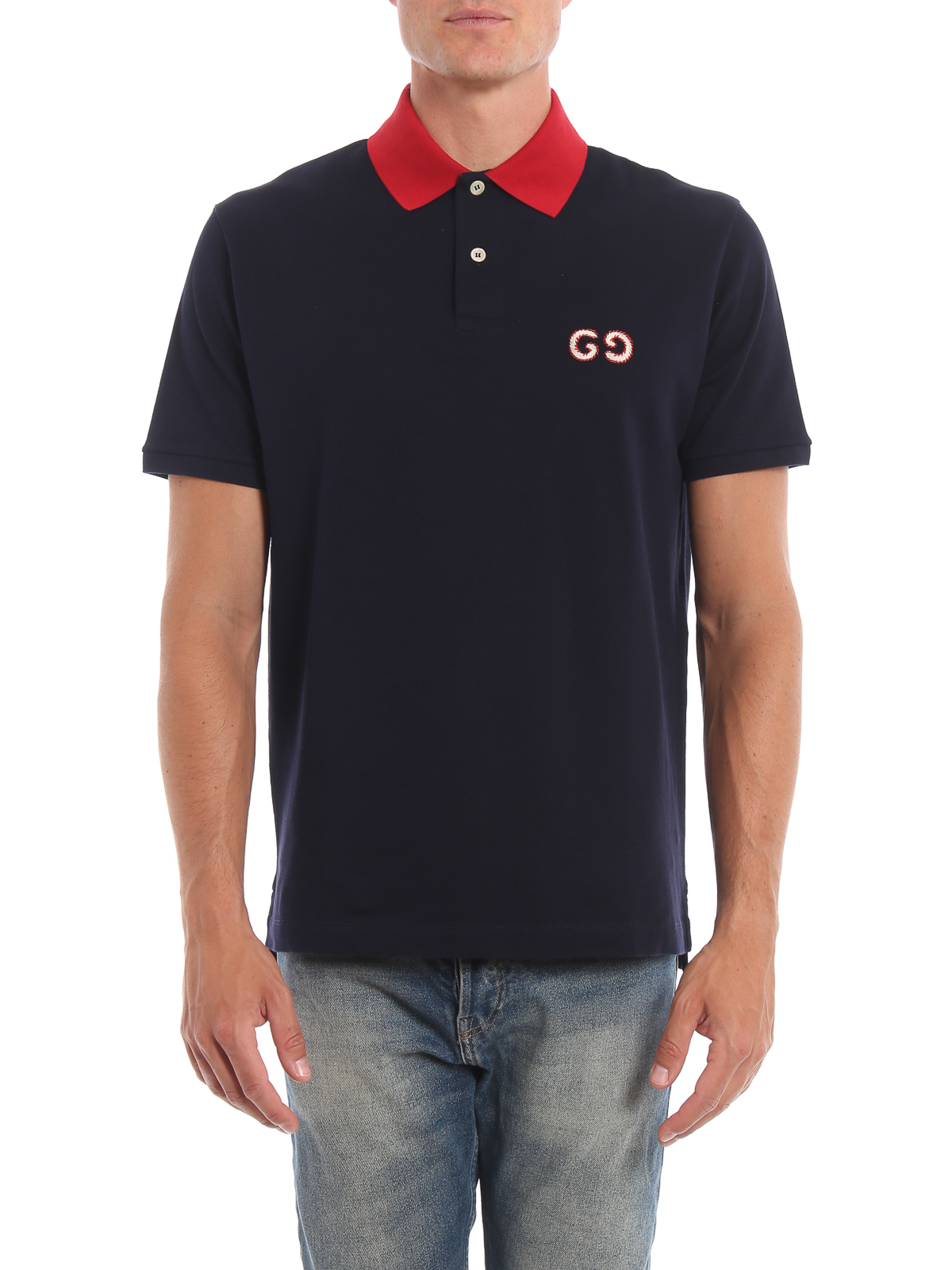 sammensværgelse Oceanien USA Polo shirts Gucci - GG embroidered navy blue polo shirt - 574086XJA6C4062