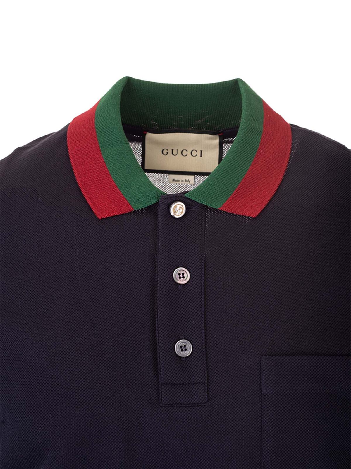 shirts Gucci Web collar polo in blue - 408321X73314060