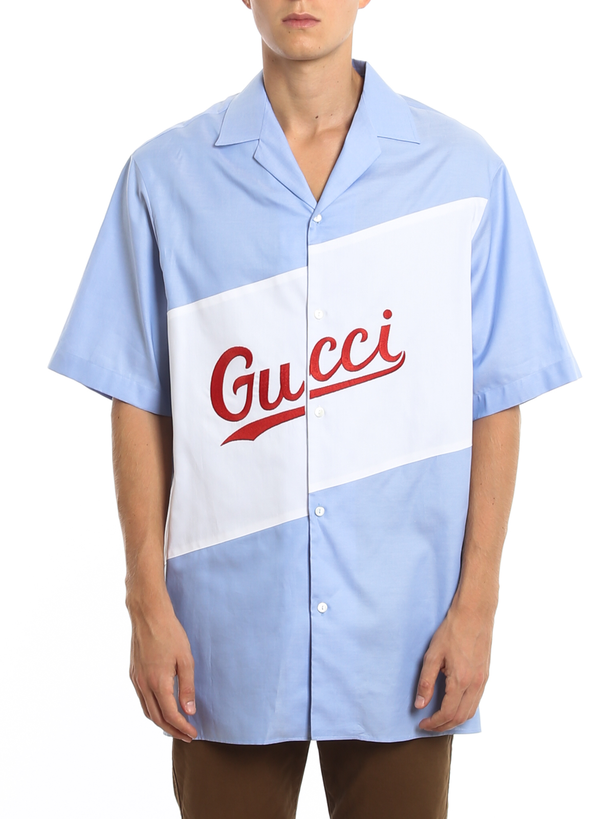 Shirts Gucci - Logo lettering embroidery shirt - 619033ZAEN34990