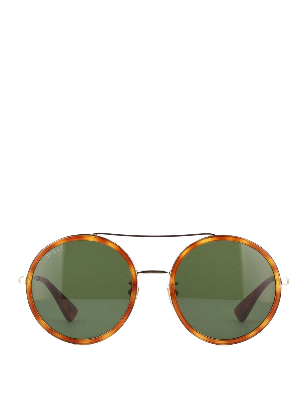 Green lens havana round sunglasses 