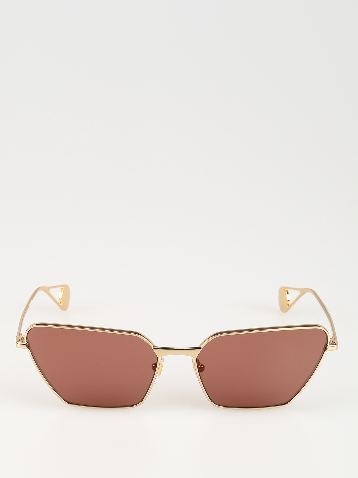 Red lens gold-tone metal sunglasses 
