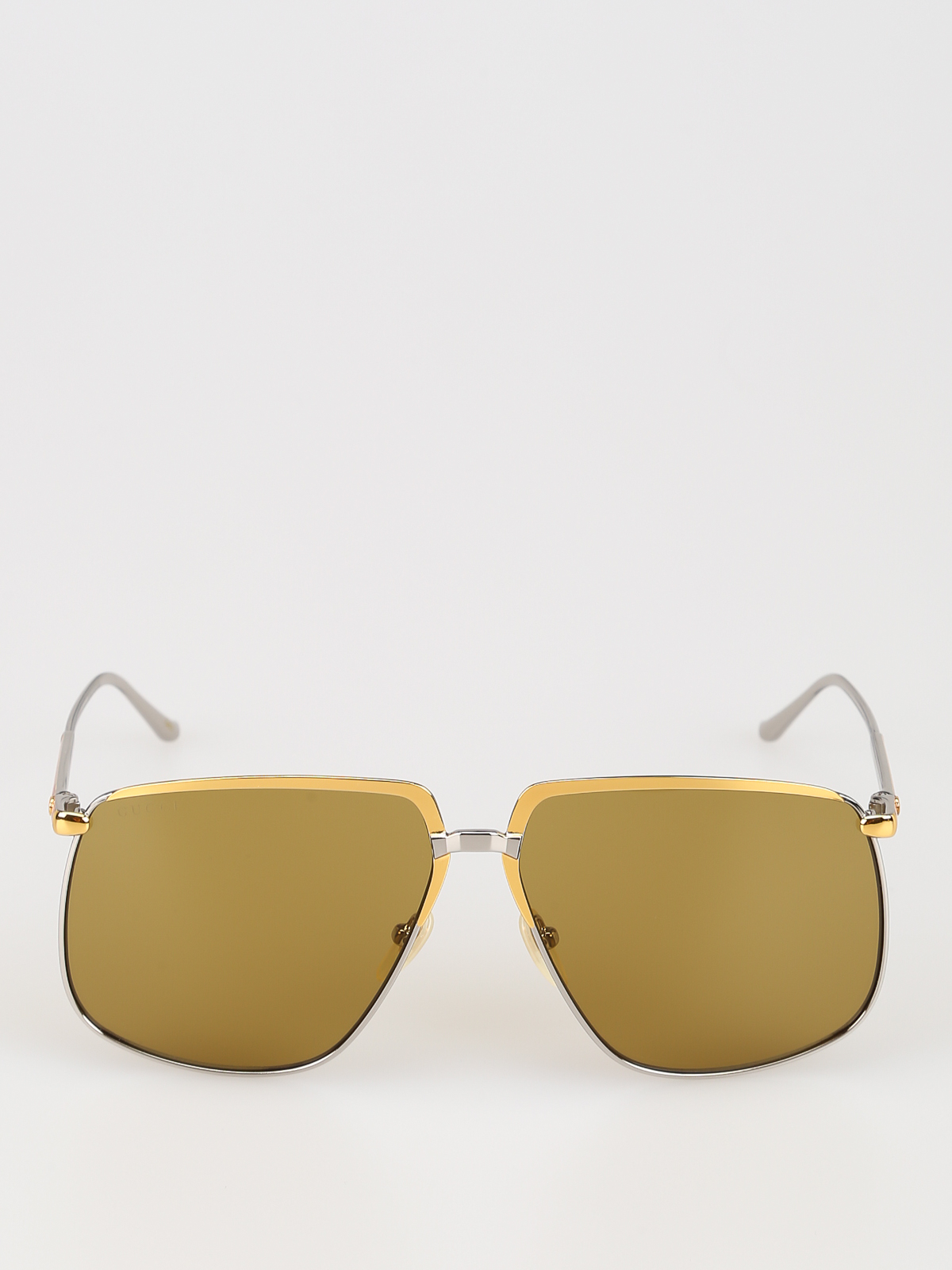 gucci silver tone aviator sunglasses