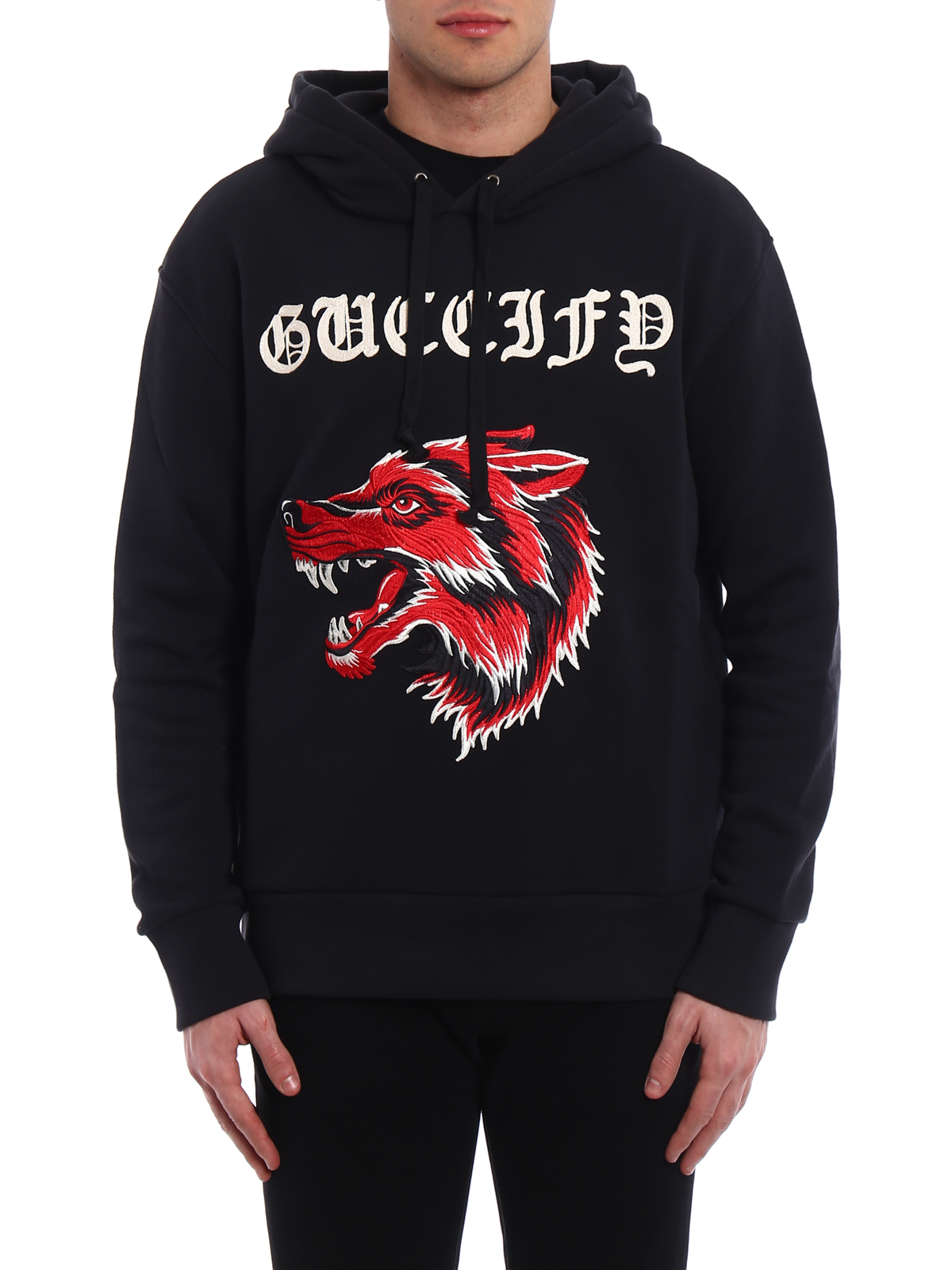 Embroidered Guccify and wolf hoodie 