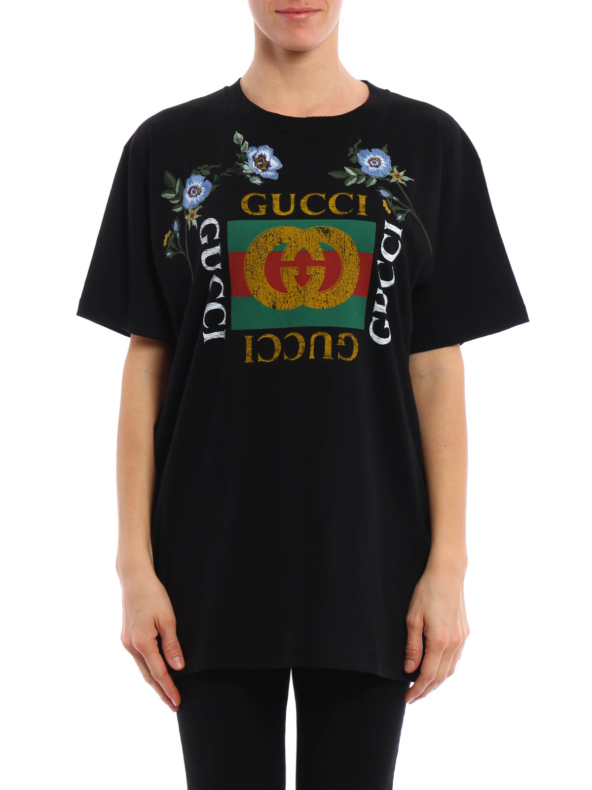 T-shirts Gucci - Embroidered flower printed T-shirt - 457094X5L881948