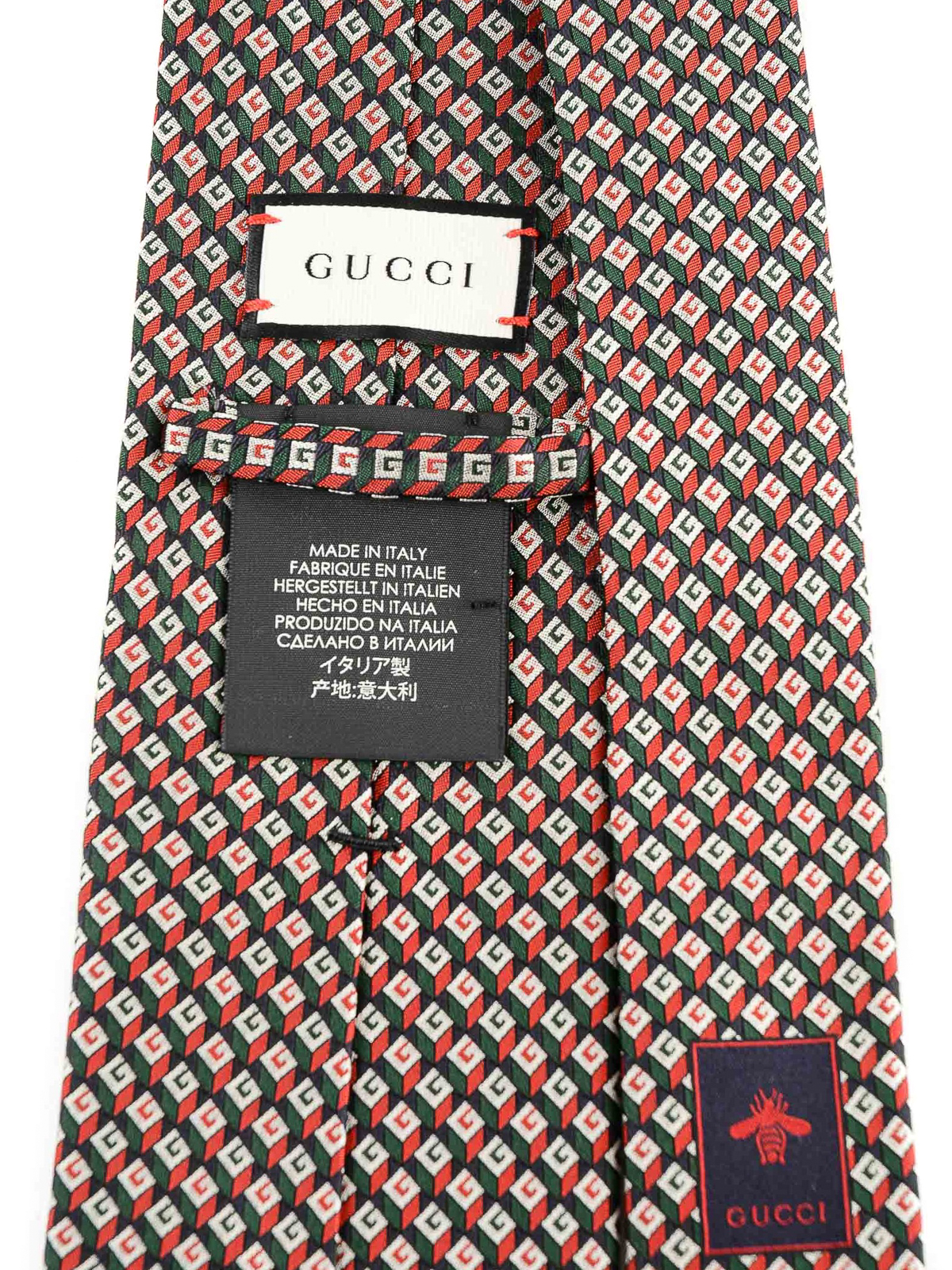 Gucci - 3D G pattern red silk tie 