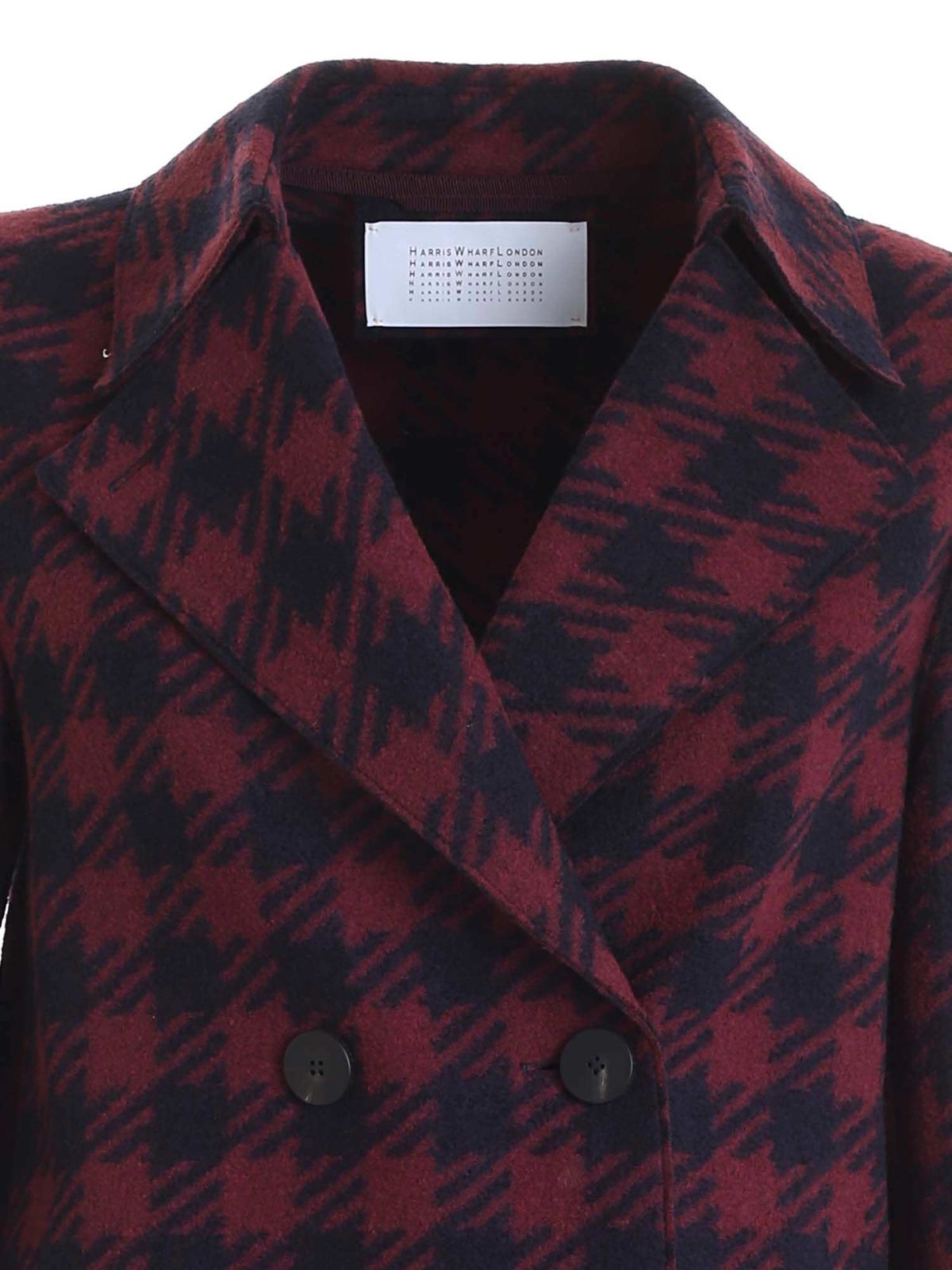 Harris Wharf London - Houndstooth jacket in blue and burgundy color ...
