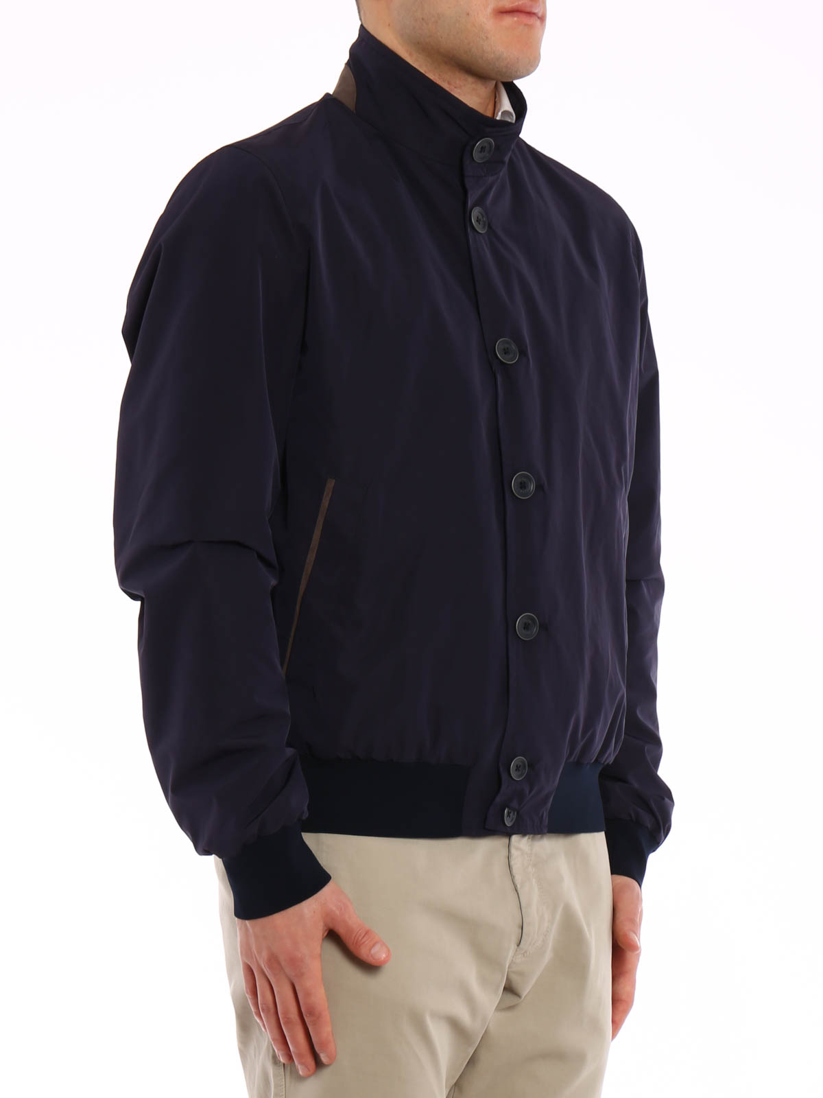 buttoned bomber jacket