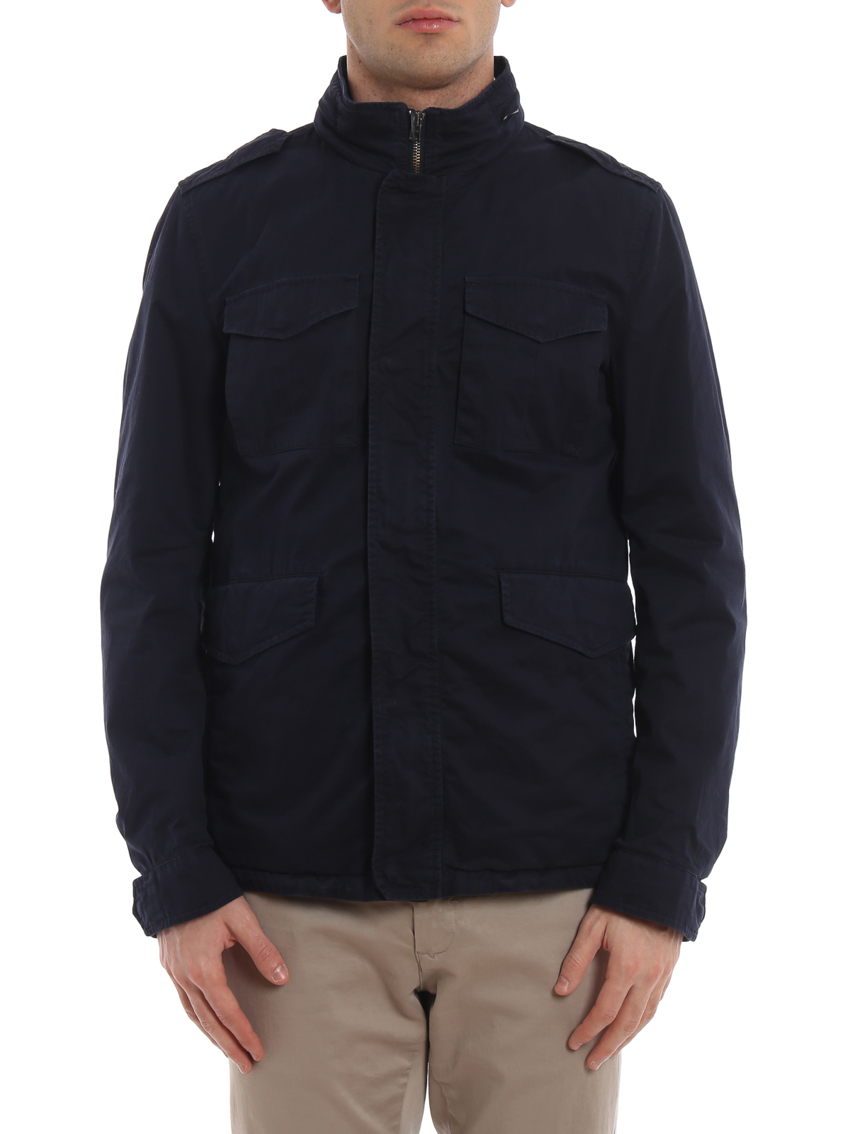 Casual jackets Herno - Navy blue cotton field jacket - FI0054U131909200