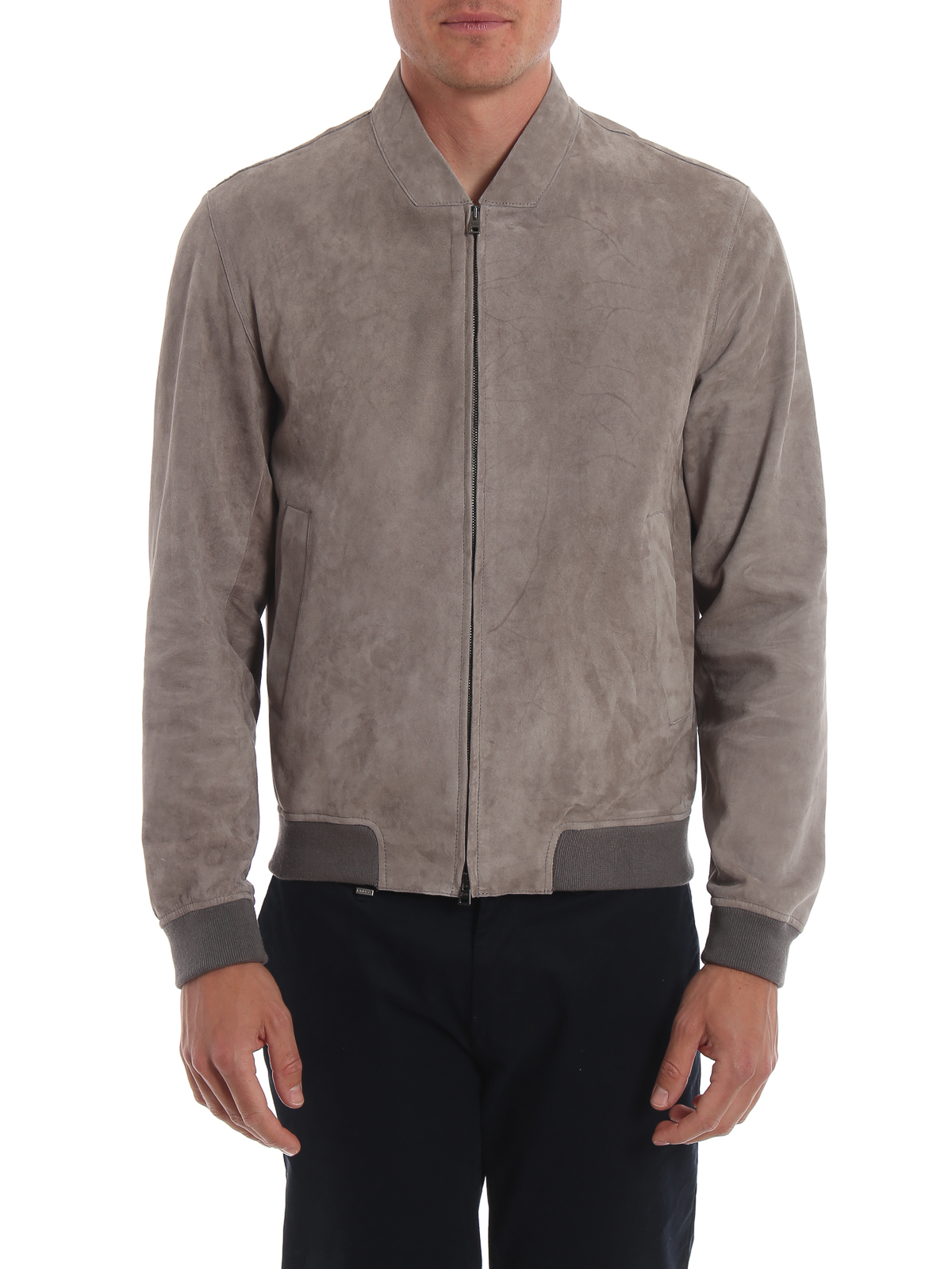 Leather jacket Herno - Dove grey suede bomber jacket - PL0062U180882700
