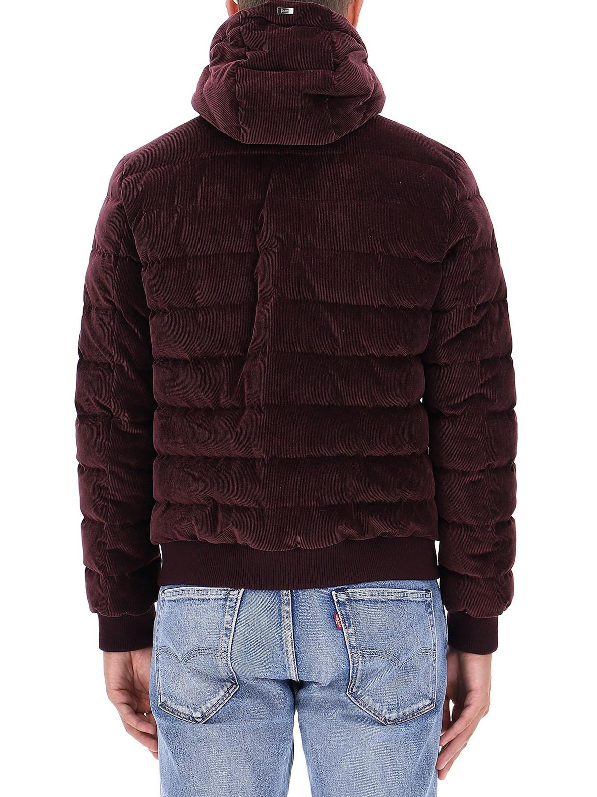 Padded jackets Herno - Burgundy corduroy velvet hooded puffer 